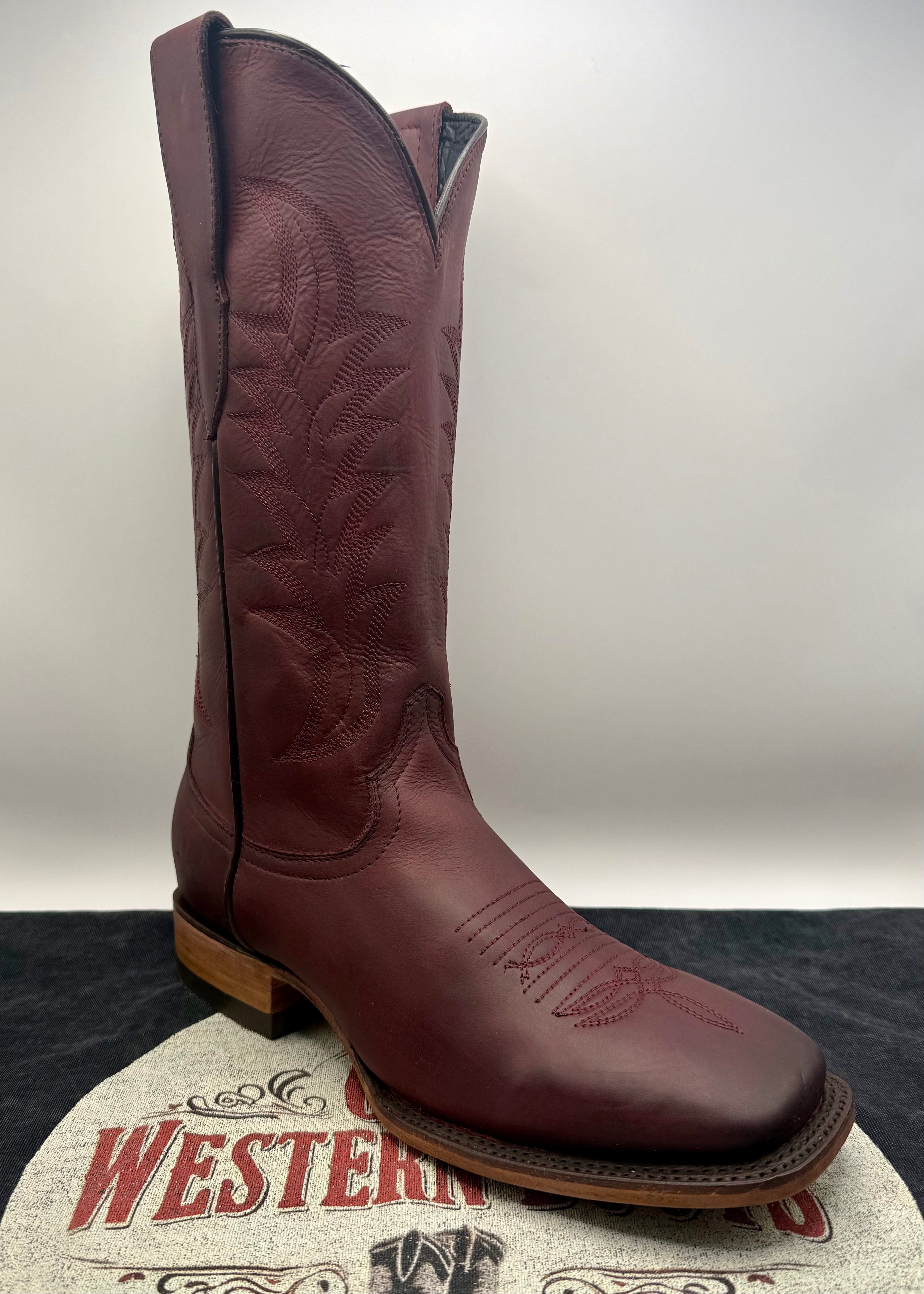 Premium Handcrafted Burgundy Western Boots