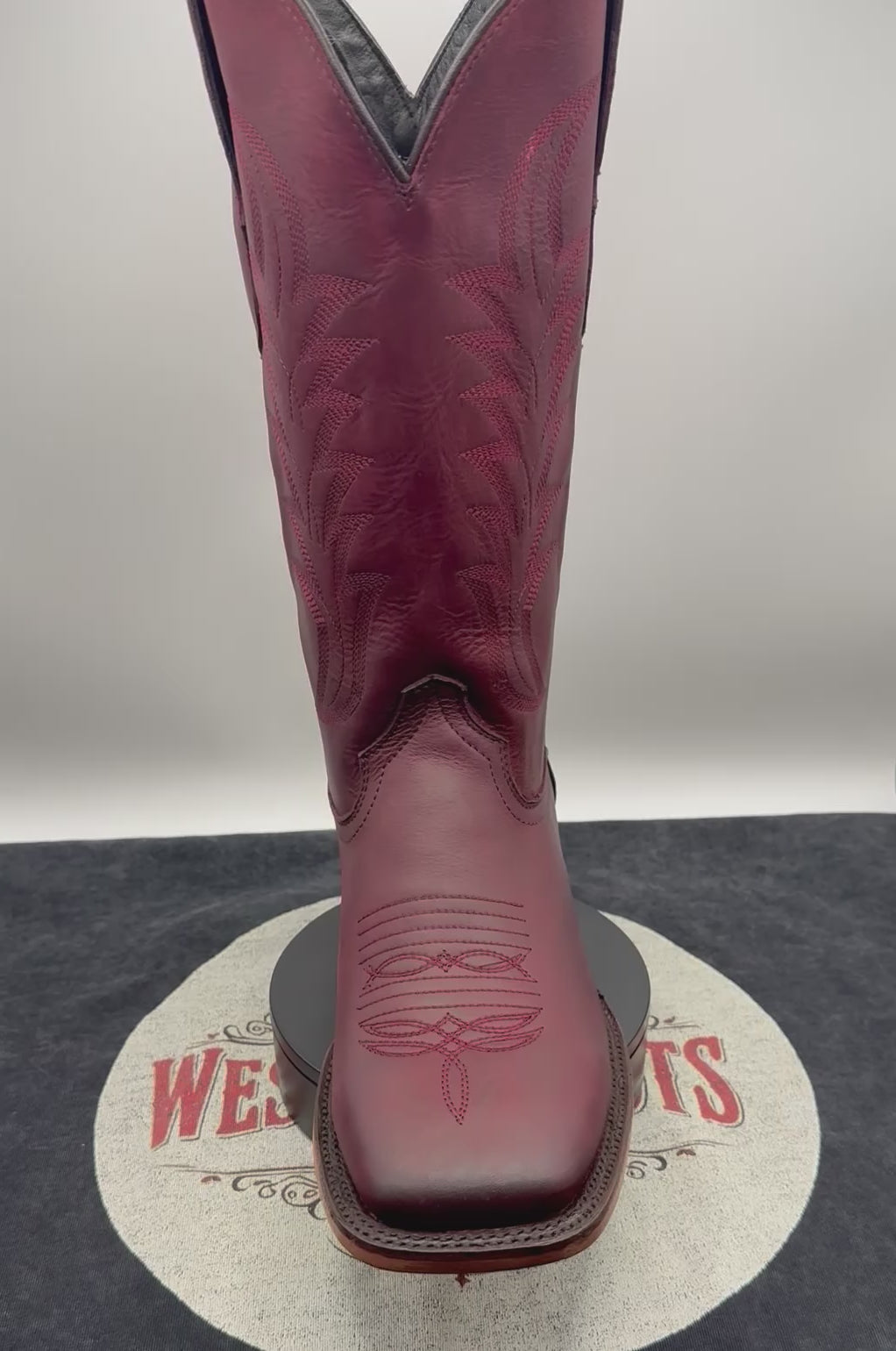 Premium Handcrafted Burgundy Western Boots